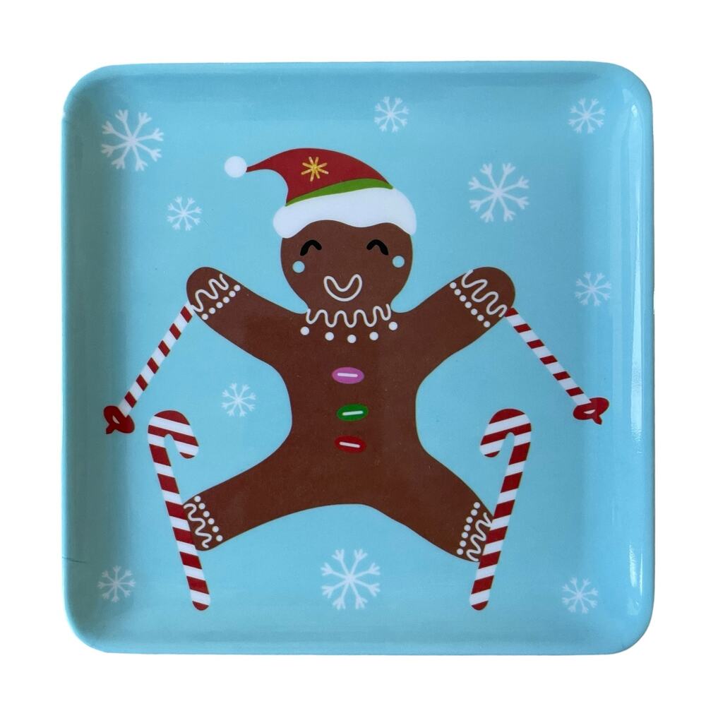 Sugarplum Dreams CHRISTMAS GINGERBREAD Appetizer Plate 5.75in Melamine Set 4 NEW